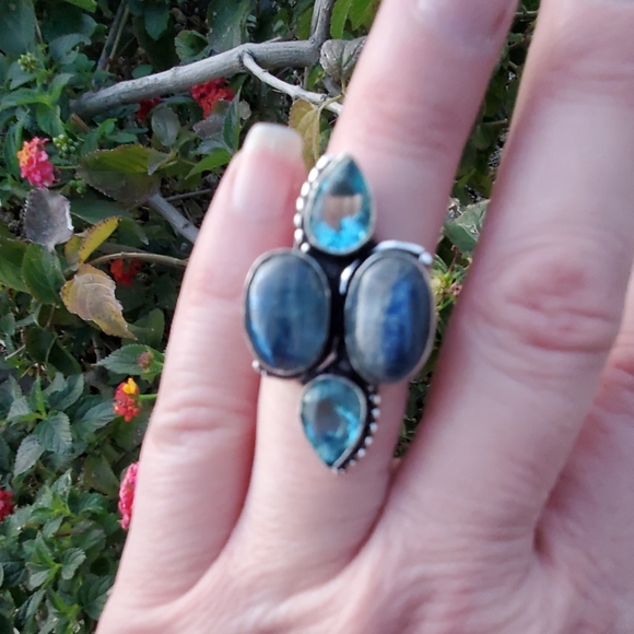 ***Sale*** New Kyanite & Blue Topaz 925 Silver Ring. - Picture 4 of 10